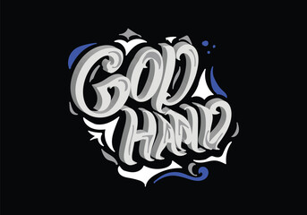 GOD HAND word t shirt design