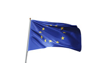 European Union Flag On Transparent Background,  Ue, Eu, Europe,  Blue, Yellow Stars,  Flagpole, Republic, No Background, Realistic Flag Waving In The Wind, Png Transparent