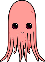 Wall Mural - Cute octopus cartoon minimal with outline