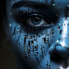 Wall Mural - abstract background technology face