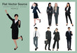 Collection of corporate office and civil service office worker poses people silhouette