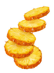 Wall Mural - pineapple isolated. ripe round pineapple slices on a transparent background.