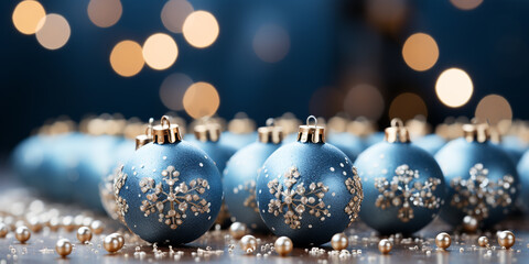 beautiful Christmas tree decorations. copy space. christmas background. ai generative