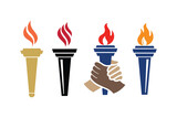 Fototapeta Dinusie - set torch icon logo vector illustration, torch design vector