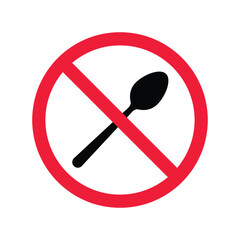 Forbidden spoon vector icon. Prohibited Warning, caution, attention, restriction label, ban,  danger. No spoon flat sign design. Do not use spoon symbol pictogram