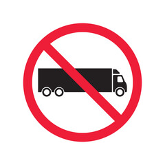 Wall Mural - No truck icon. Forbidden lorry icon. No heavy truck vector sign. Prohibited freight vector icon. Warning, caution, attention, restriction label danger flat sign design. No cargo icon. No delivery sign