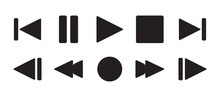 Set Of Media Player Black Button Icons. Play And Pause Buttons, Video Audio Player, Player Button Set Icon Symbol, Play And Pause Vector Button. Vector Illustration