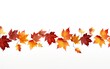 © pvl0707 - Autumn fall banner with falling maple leaves . Flying color leaves isolated on white background created with Generative AI technology