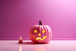 Pink Halloween scary pumpkin Jack O'Lantern