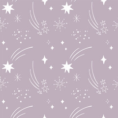 Sticker - Stars starfall night luminaries seamless pattern illustration hand drawn.Fashion background ornament boho style. Backdrop for web, packaging design, fabric, print, template ,children's fabrics, print