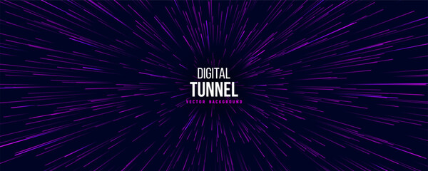 Portal with light effects. Neon futuristic tunnel. Abstract visualization of teleportation. Speed concept. Vector illustration.