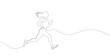 Woman running drawn in a continuous one line drawing. . Vector illustration