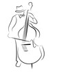 musician with cello on the white