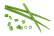 Green onion isolated on the white background. Top view. Flat lay.