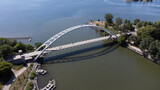 Humber Bay Shores - Humber Bay Arch Bridge  during the Summer Season - Drone - Mimico, Etobicoke, Toronto, Ontario, Canada