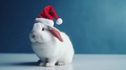 Wall Mural - Bunny Claus: Rabbit in a Santa Hat Delights in Bringing Seasonal Happiness