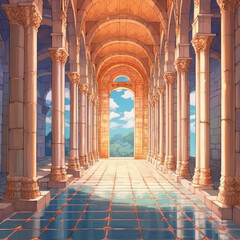 Wall Mural - castle corridor anime style background