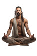 Yogi attractive man relaxed meditating in lotus position over transparent background