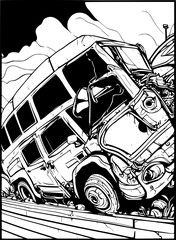 Wall Mural - illustration of a car crashed