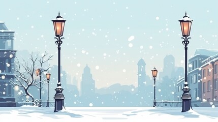 Sticker - illustration, street lamp standing in the snow, ai generative