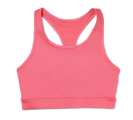 Wall Mural - Pink sports bra isolated on white, top view. Comfortable wear