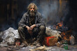 Illustration of a homeless man