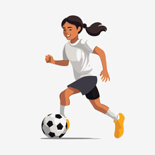 Girl Playing Soccer Vector Flat Minimalistic Isolated Illustration