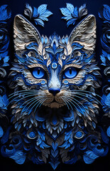 Sticker - cat with blue eyes