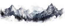 Black And White Picture Of A Mountain Range Generated By AI