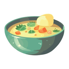 Poster - Freshly cooked gourmet soup in a bowl