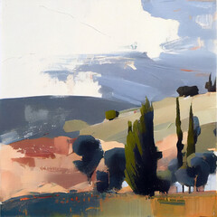 Wall Mural - Tuscany landscape impressionism painting