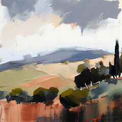 Wall Mural - Tuscany landscape impressionism painting