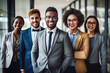 © Surachetsh - Embodying professionalism and confidence, black and white individuals strike powerful poses, symbolizing the strength and synergy of a dynamic corporate team. generative AI.
