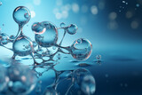 Fototapeta Łazienka - Cosmetic Essence, Liquid bubble, Molecule inside Liquid Bubble on water background, 3d rendering