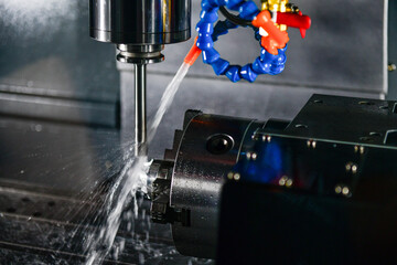 Wall Mural - metalworking cnc milling machine. cutting metal modern processing hi-technology machining concept.