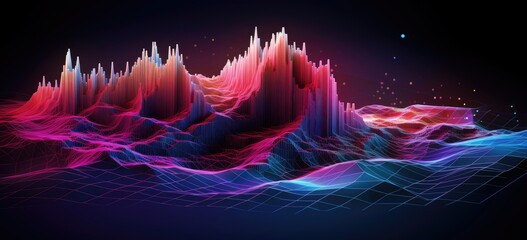 Wall Mural - New age of data visualization. Data science and visual management design concept. Abstract background. Hand edited, generative AI based. 