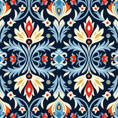 Sticker - Uzbek floral motif ethnic ikat pattern beautiful background art.