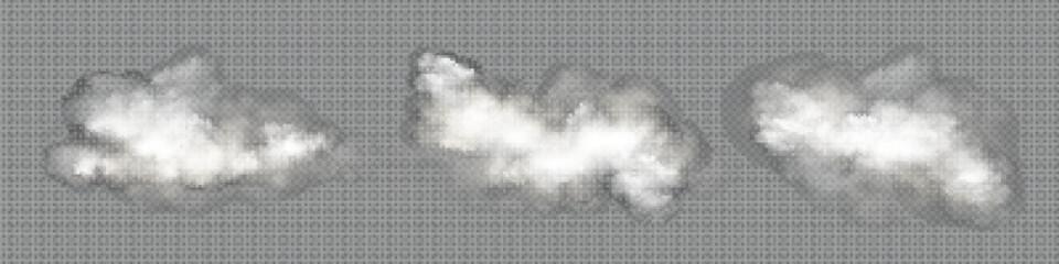 Wall Mural - realistic cumulus clouds set isolated on transparent background. vector illustration of white transp