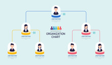 Infographic Template For Organization Chart With Business People Icons. Vector Infographic For Business.