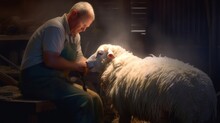 Farmer Shearing Sheep