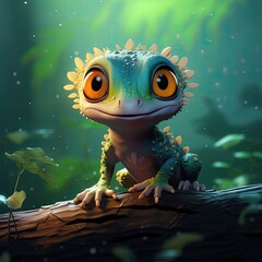 baby gecko illustration created using generative AI tools