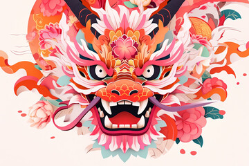 Sticker - Chinese dragon abstract illustration. Chinese year of the dragon