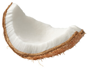 Wall Mural - Fresh coconut meat isolated on white background.