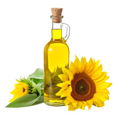 Wall Mural - bottle of oil and sunflower