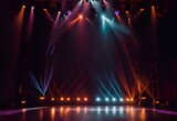 Fototapeta Do akwarium - Photo of a stage with multiple spotlights illuminating the performance area