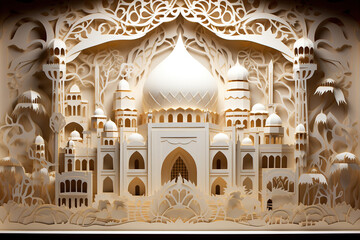 Sticker - eid al adha sheeps mosque, kirigami art