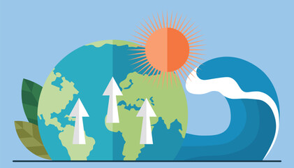 Wall Mural - global warming, sea level rise, increase in temperature of planet, evaporation of worlds oceans. eco