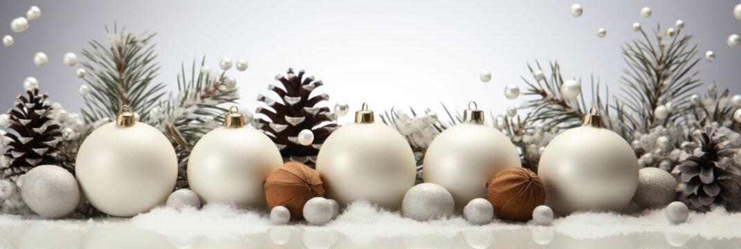 Christmas background with Christmas tree and white ball