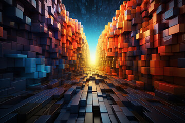 Leinwandbilder - In this abstract artwork, the Parthenon is deconstructed into geometric shapes and angular forms.  Generative AI technology.