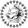 Knight helmet. Heraldic emblem.  Vector illustration.